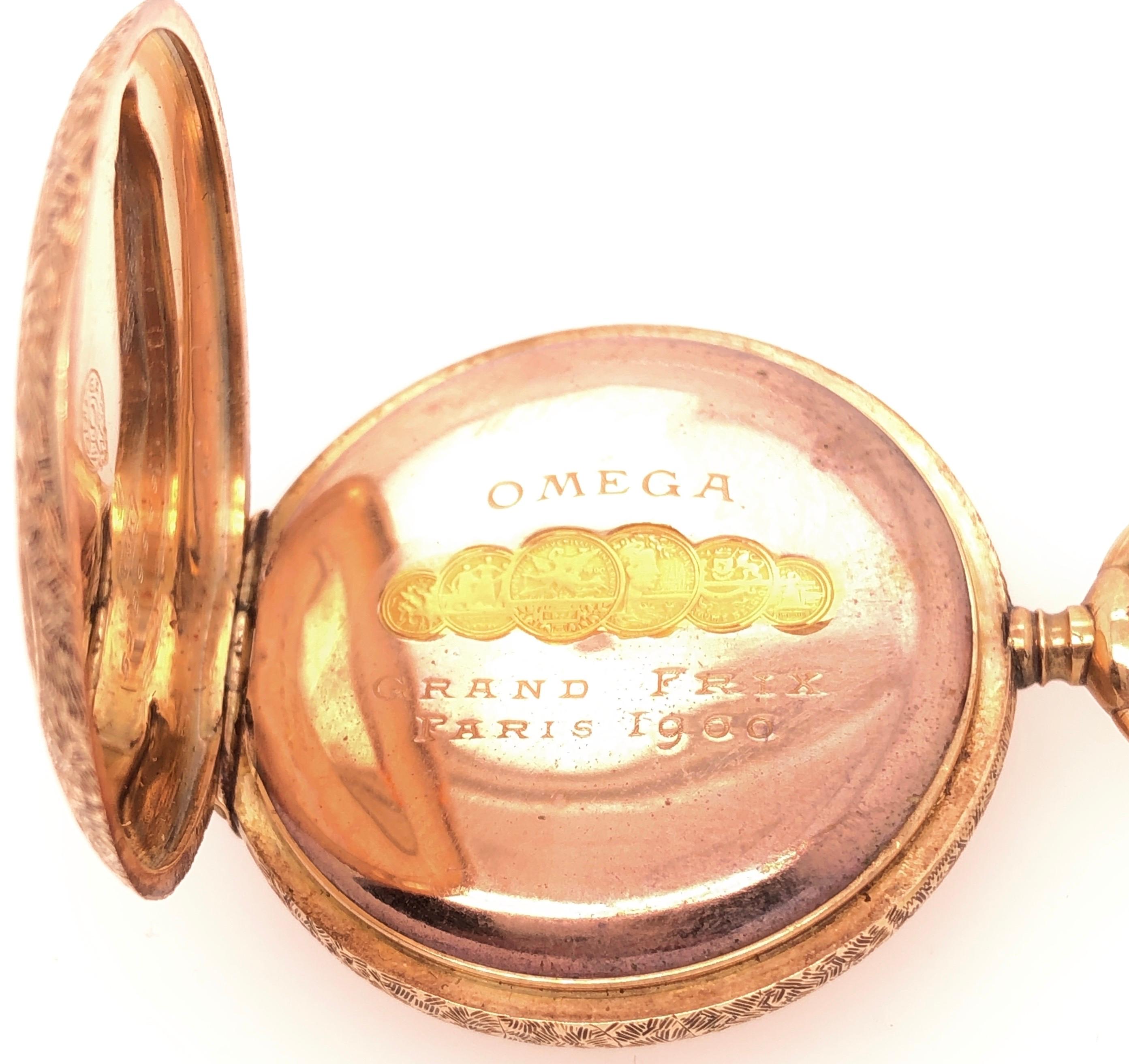 14 Karat Yellow Gold Omega Grand Prix 1900 Pocket Watch In Good Condition For Sale In Stamford, CT