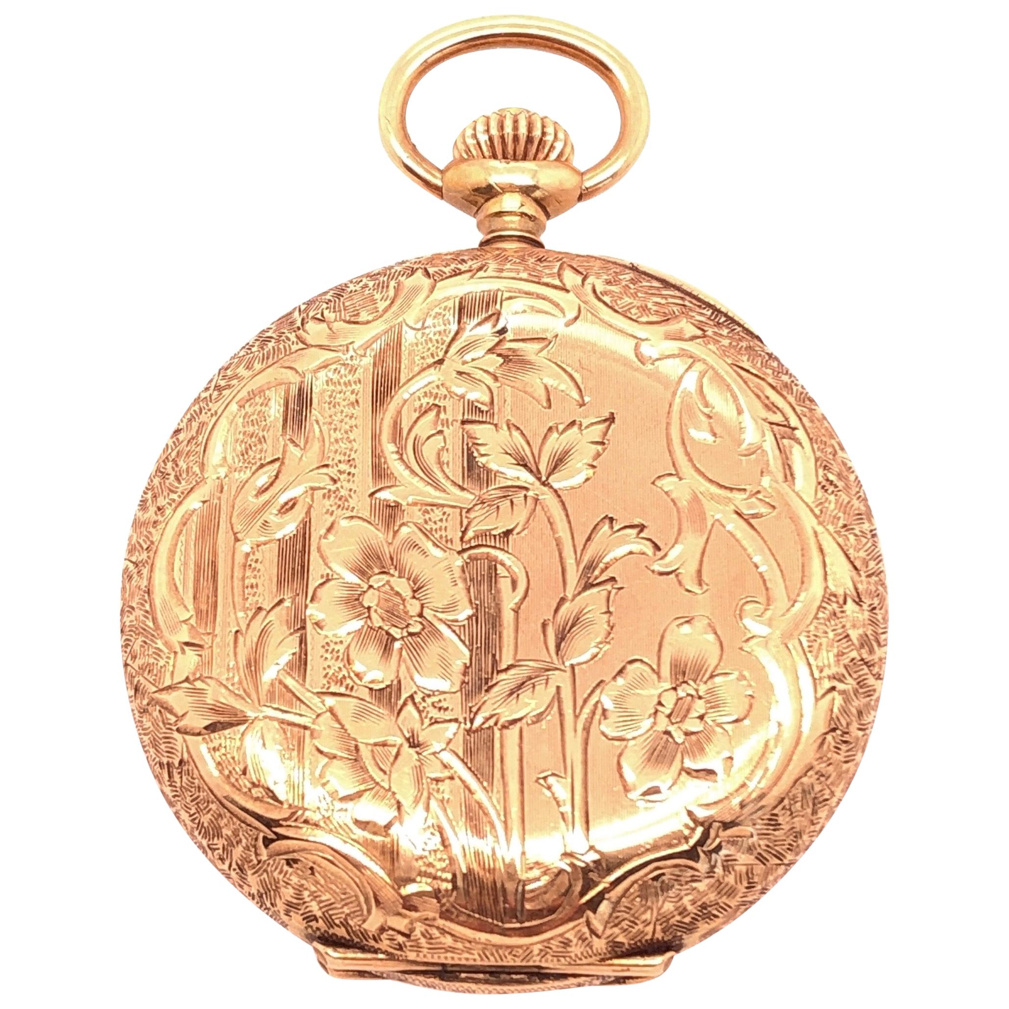 Reloj de bolsillo Omega Grand Prix 1900 de oro amarillo de 14 quilates