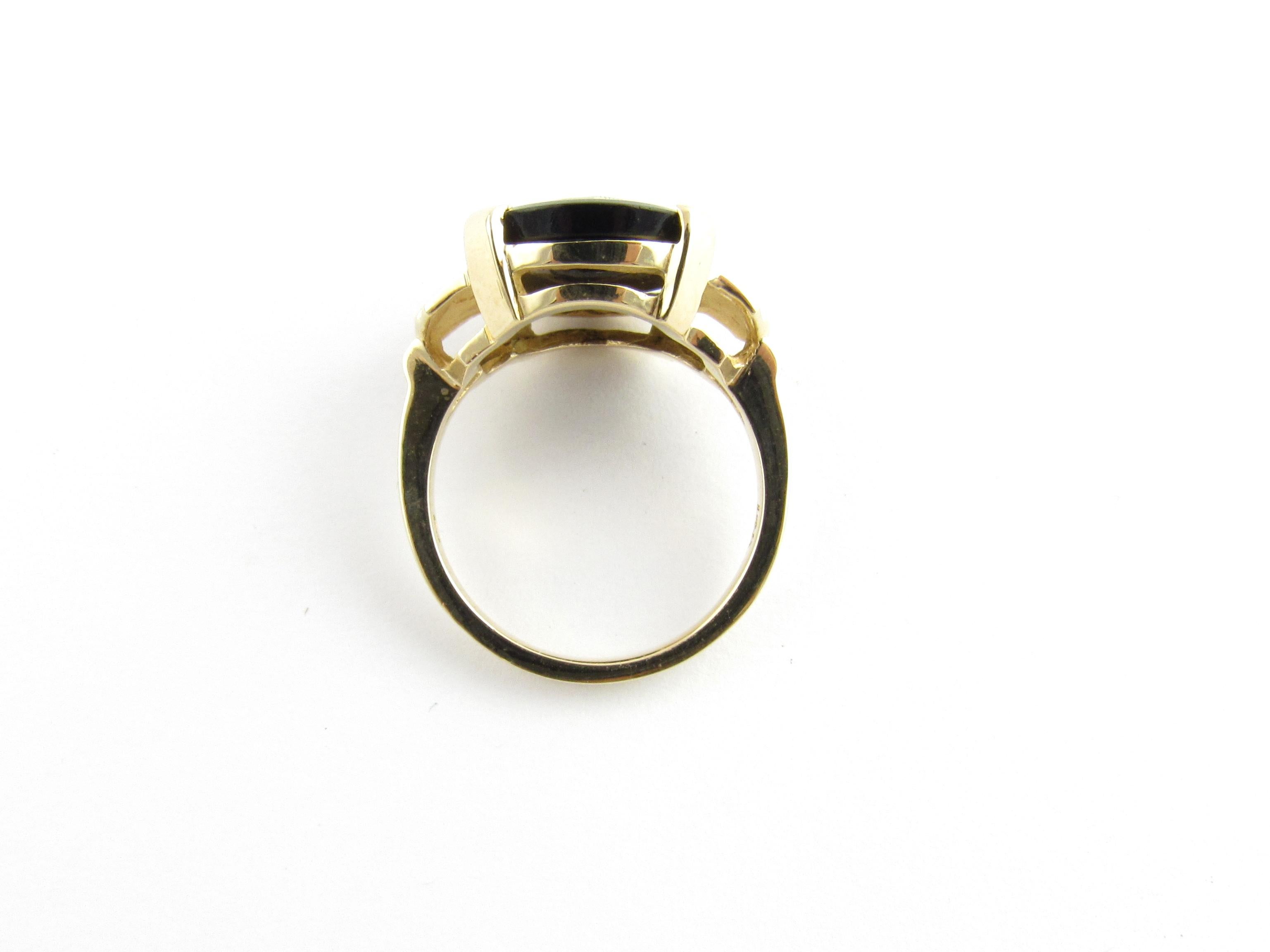 Women's 14 Karat Yellow Gold Onyx and Diamond Ring