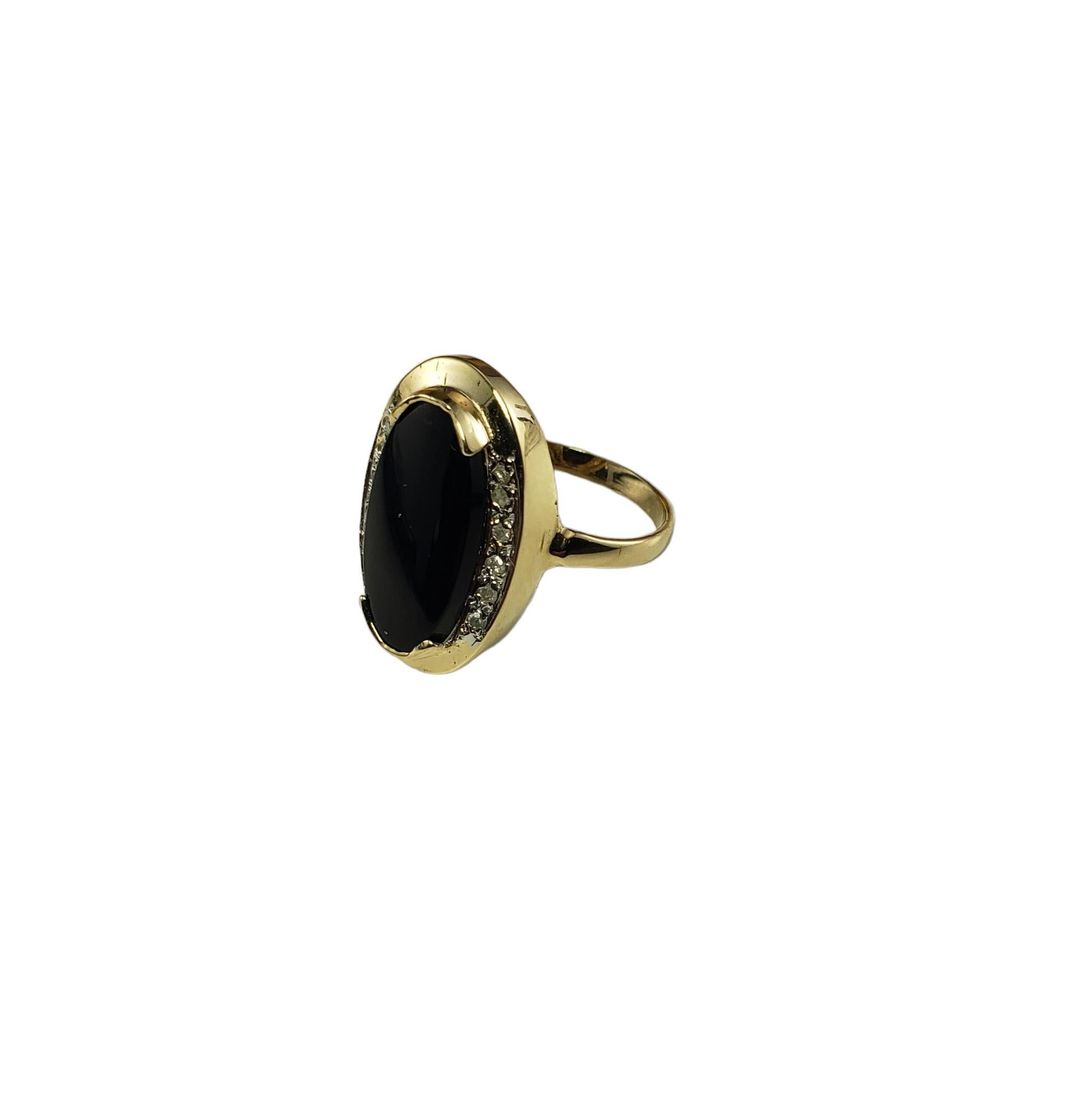 Oval Cut 14 Karat Yellow Gold Onyx and Diamond Ring Size 5.75 #16078
