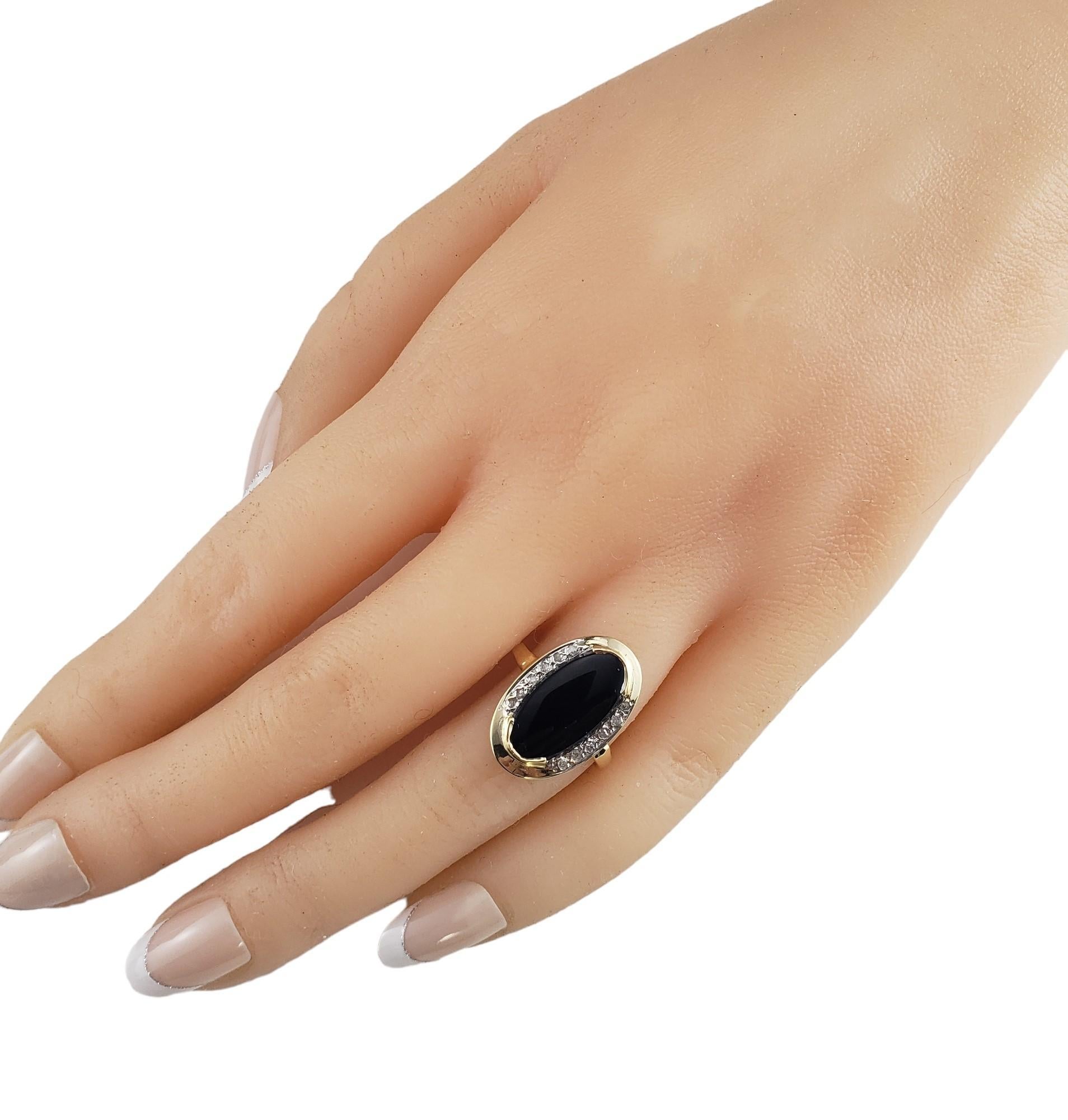 14 Karat Yellow Gold Onyx and Diamond Ring Size 5.75 #16078 1