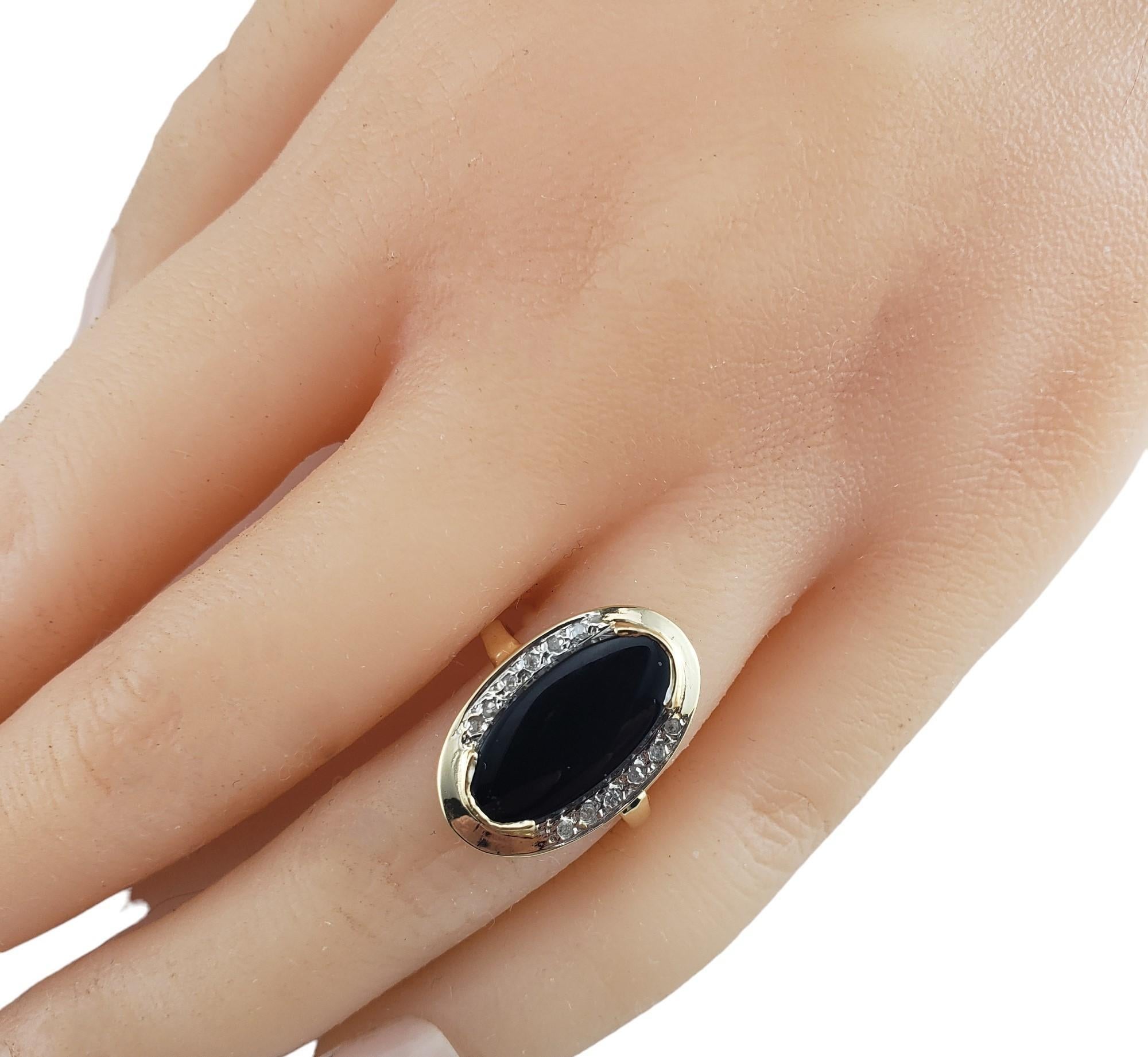 14 Karat Yellow Gold Onyx and Diamond Ring Size 5.75 #16078 2