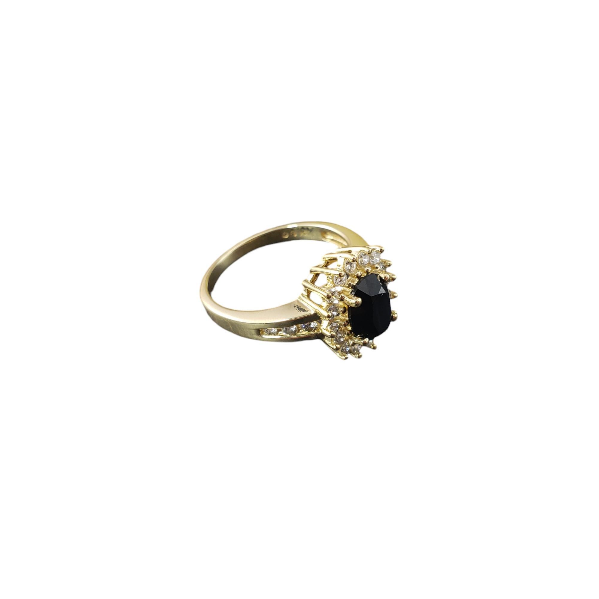 Contemporary 14 Karat Yellow Gold Onyx and Diamond Ring Size 7.25  #18528 For Sale