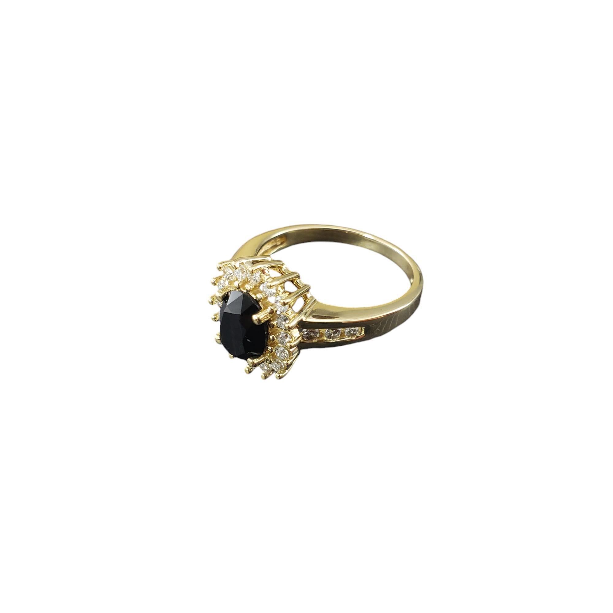 Oval Cut 14 Karat Yellow Gold Onyx and Diamond Ring Size 7.25  #18528 For Sale