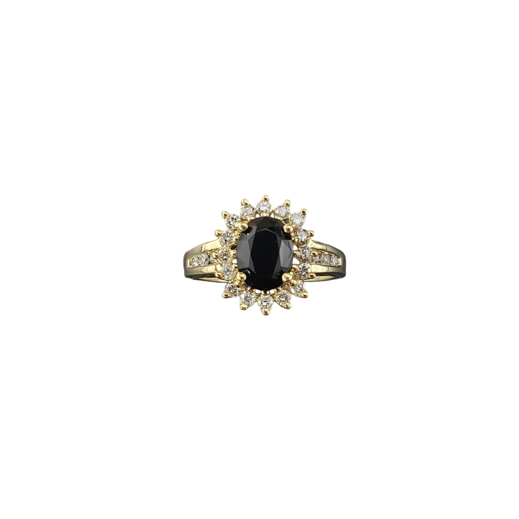 14 Karat Yellow Gold Onyx and Diamond Ring Size 7.25  #18528