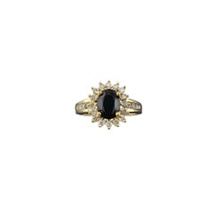 14 Karat Yellow Gold Onyx and Diamond Ring Size 7.25  #18528
