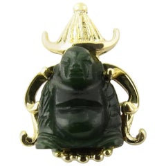 Vintage 14 Karat Yellow Gold Onyx Buddha Pendant