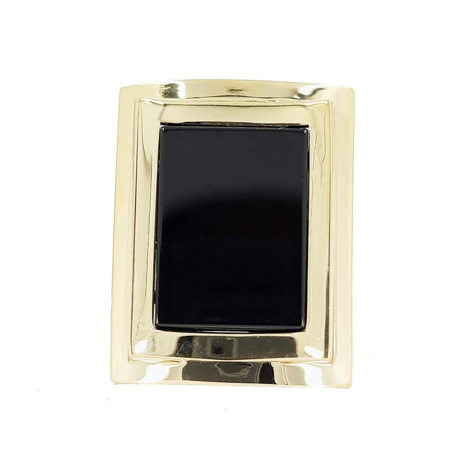 Square Cut 14 Karat Yellow Gold and Onyx Cocktail Ring For Sale