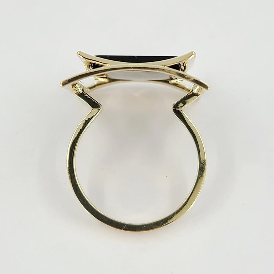 Women's 14 Karat Yellow Gold and Onyx Cocktail Ring For Sale