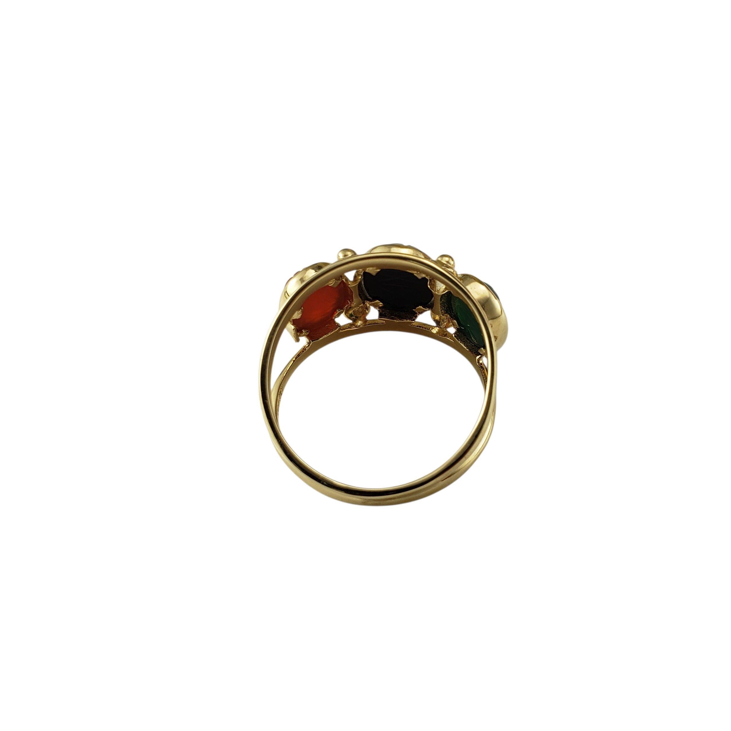 Anello Scarabeo in oro giallo 14 carati con onice, giada e corniola, misura 9 #22478 In condizioni buone in vendita a Washington Depot, CT