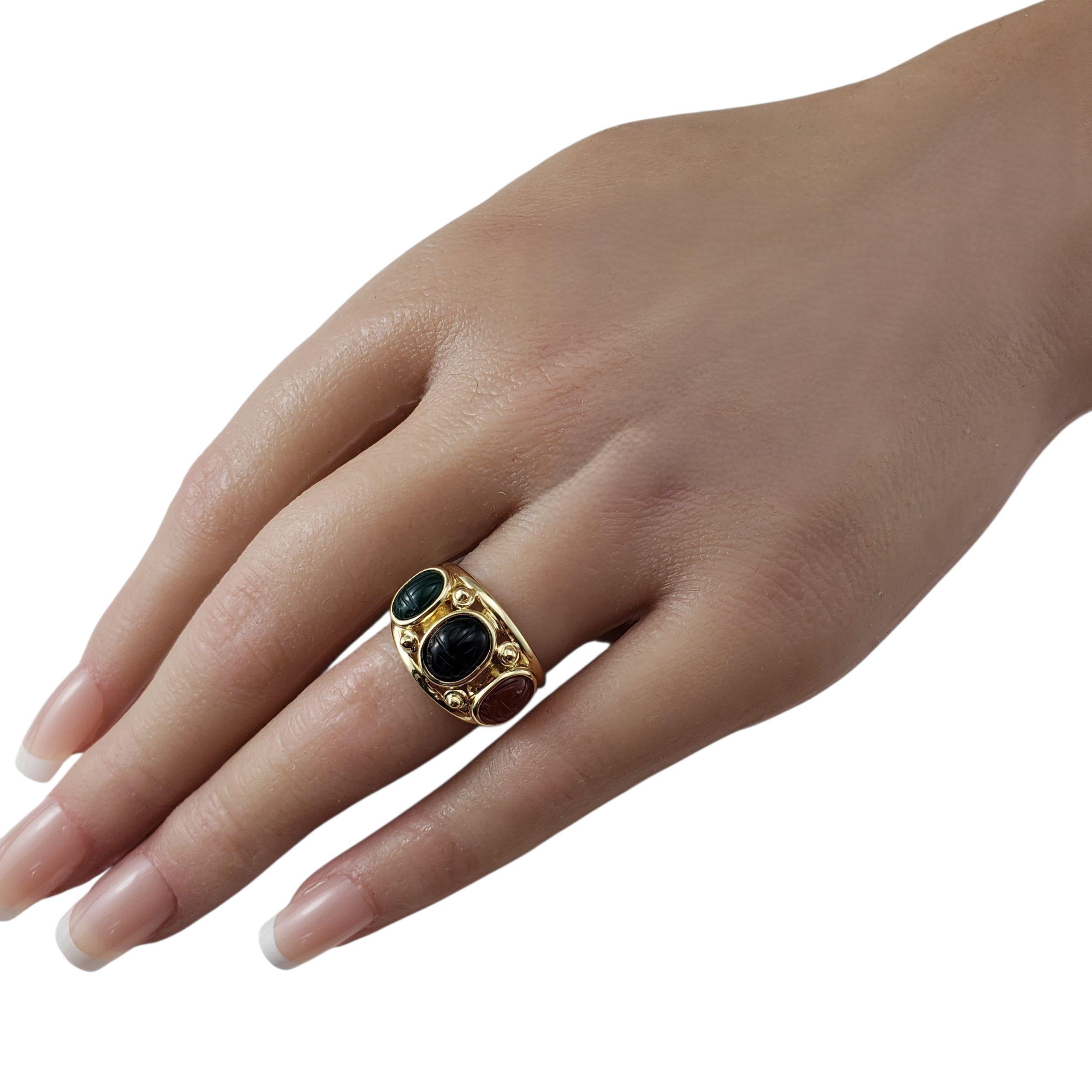 Anello Scarabeo in oro giallo 14 carati con onice, giada e corniola, misura 9 #22478 in vendita 1