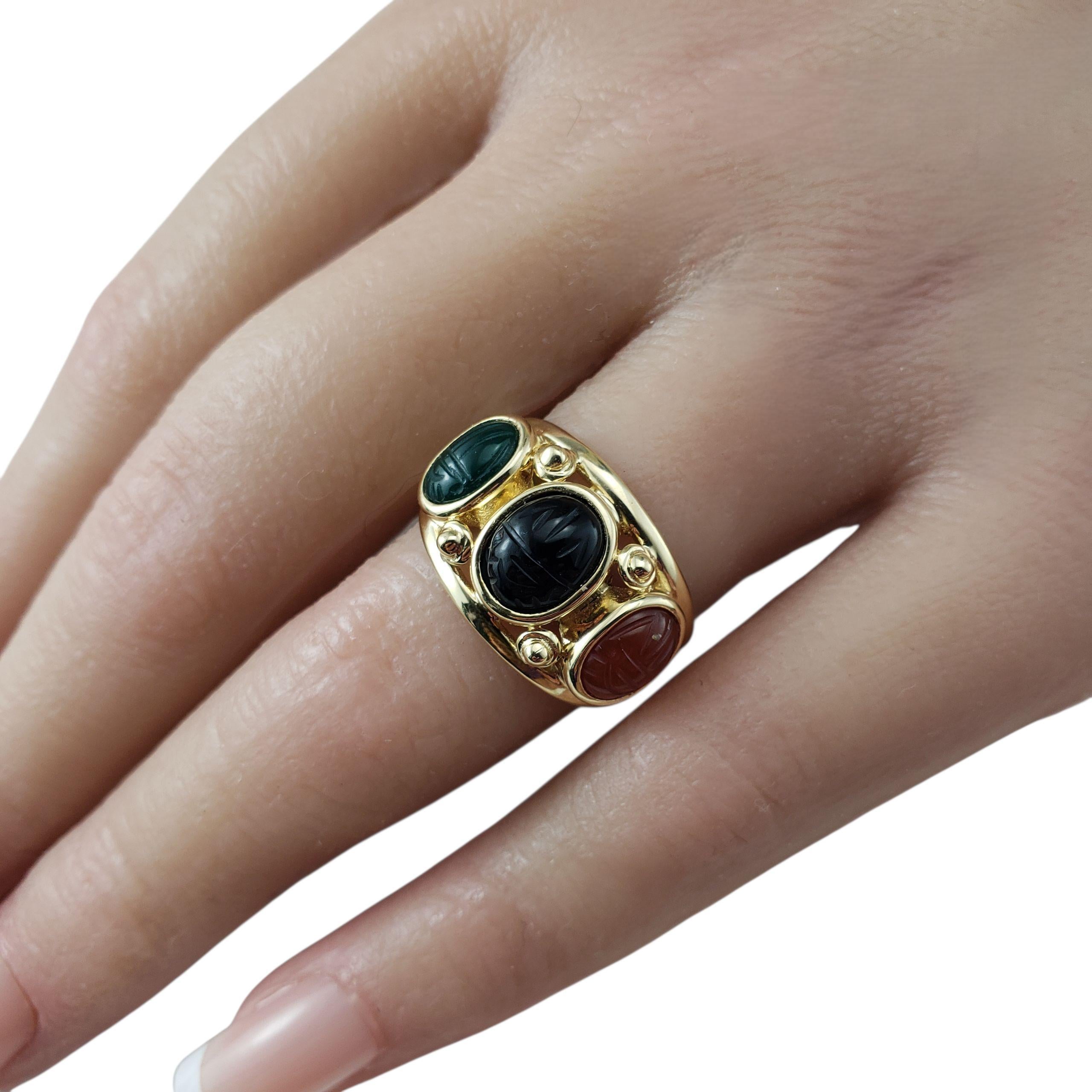 Anello Scarabeo in oro giallo 14 carati con onice, giada e corniola, misura 9 #22478 in vendita 2