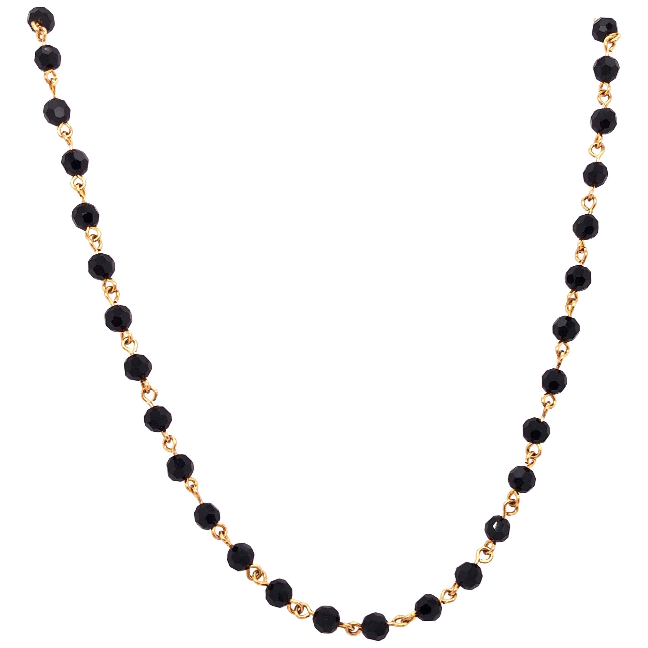 14 Karat Yellow Gold Onyx Necklace