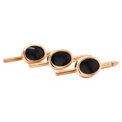 14 Karat Yellow Gold Onyx Shirt Button Stud Set