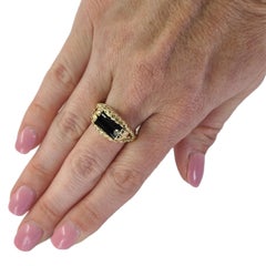 Yellow Gold Onyx & Sliding Diamond Ring