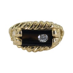 Yellow Gold Onyx & Sliding Diamond Ring
