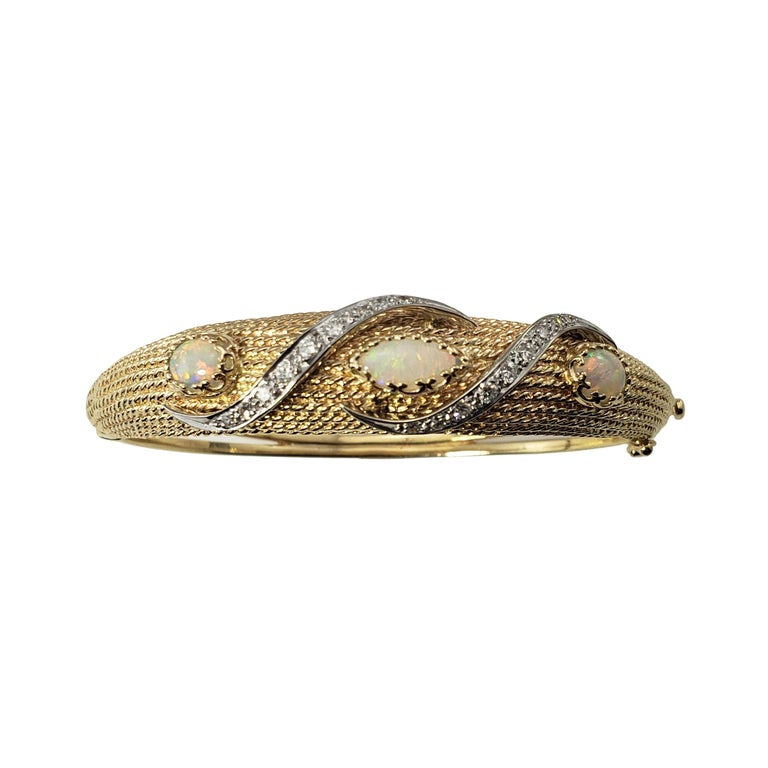 Vintage 14K Gold, Opal & Diamond Bracelet
