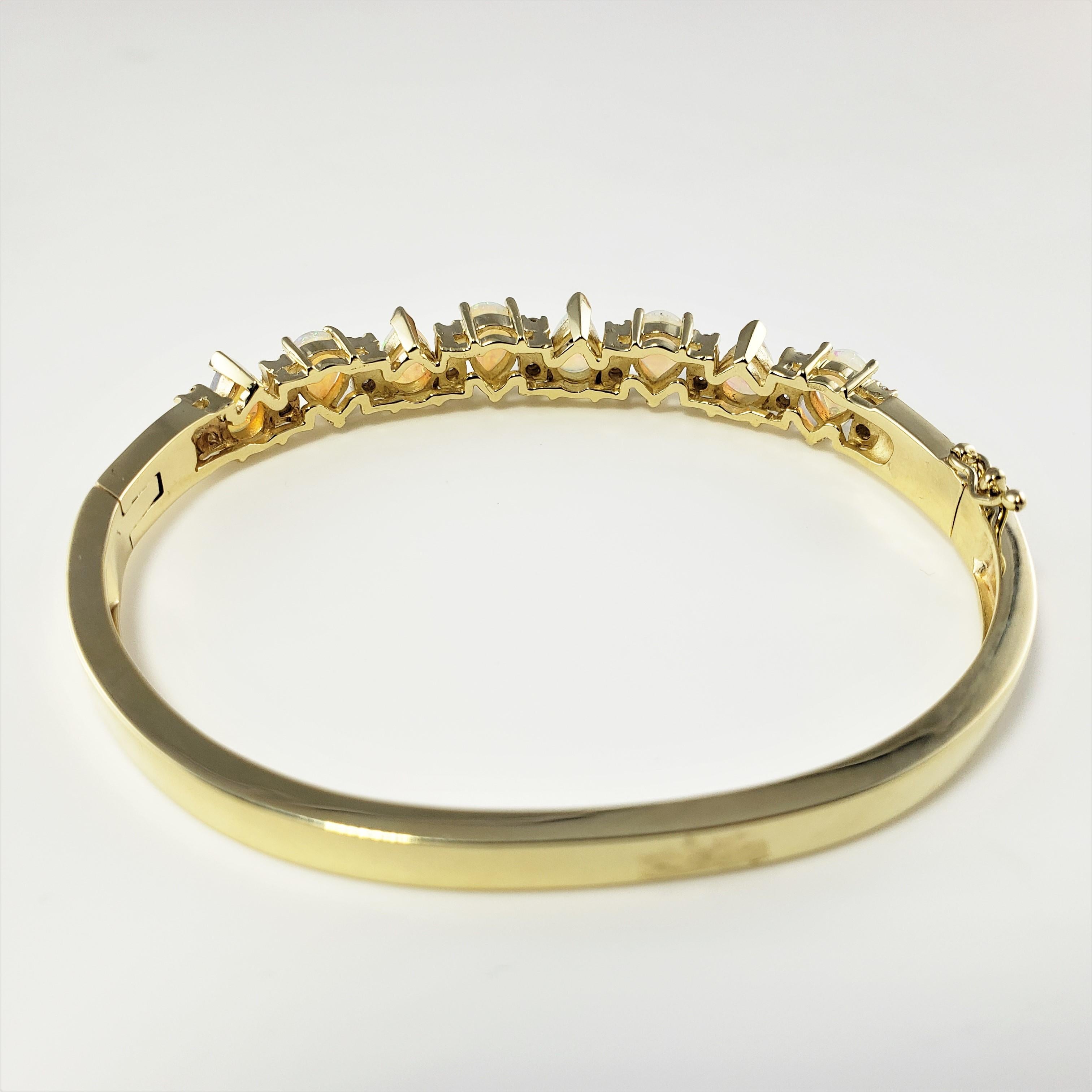 Women's 14 Karat Yellow Gold Opal and Diamond Bangle Bracelet