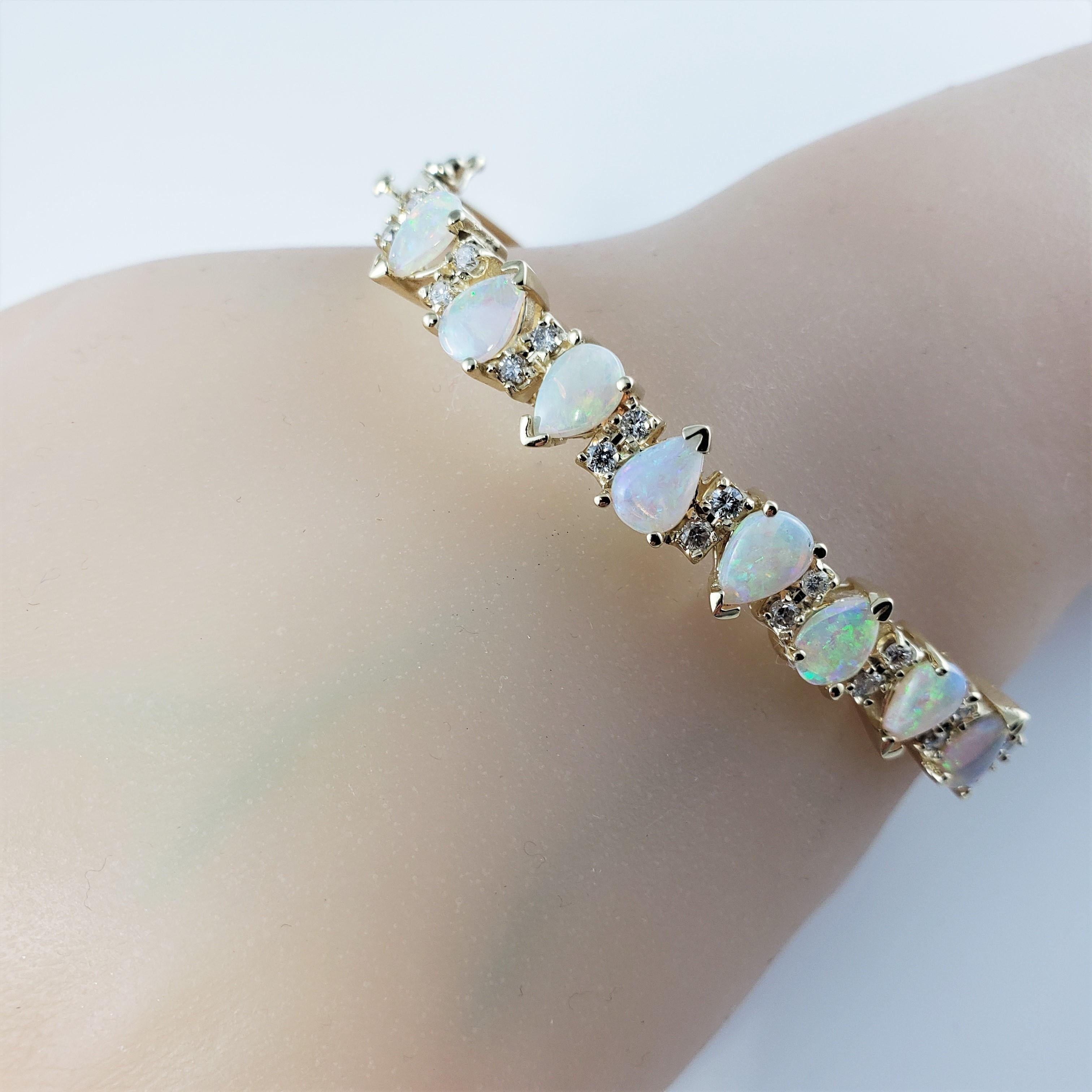 14 Karat Yellow Gold Opal and Diamond Bangle Bracelet 4