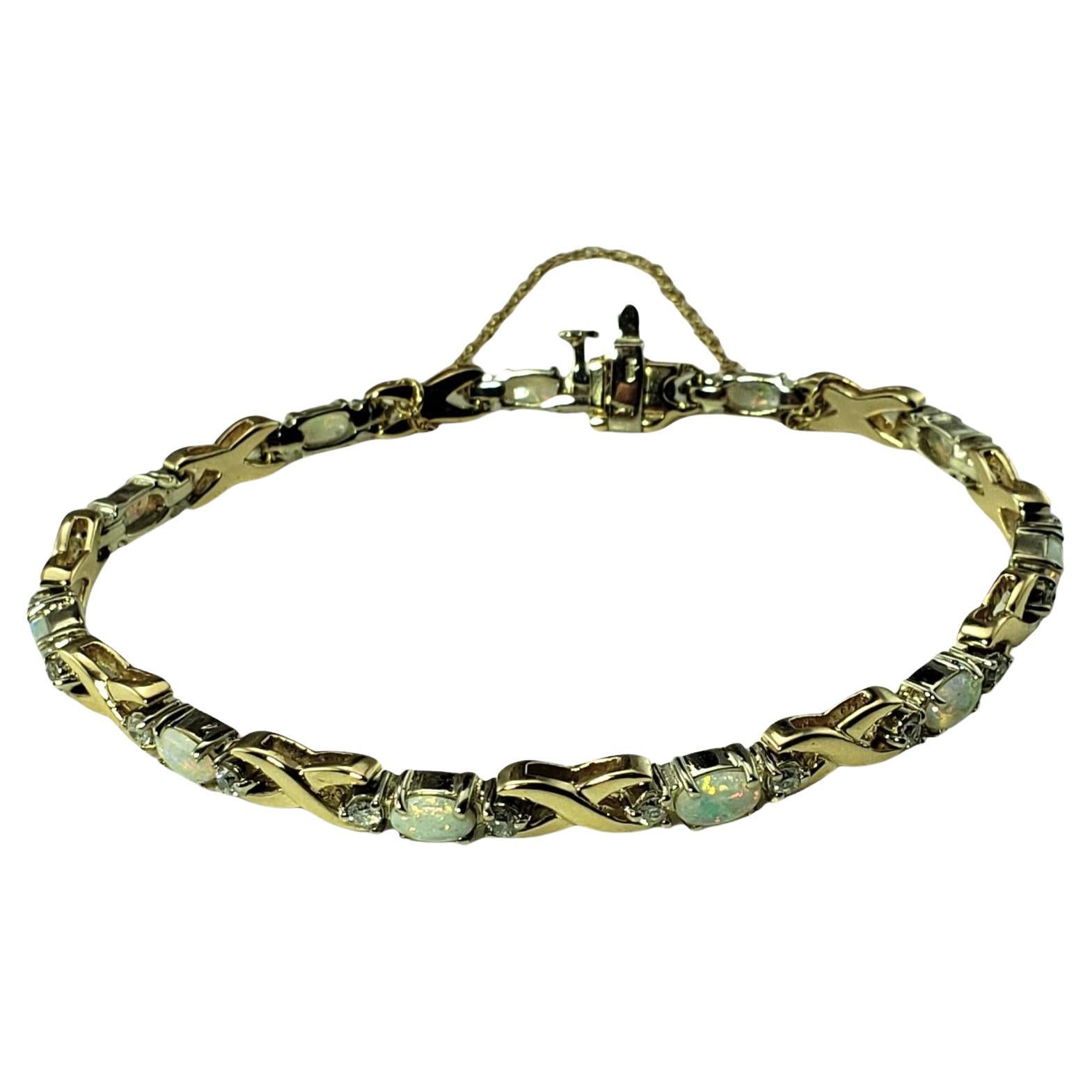 Bracciale in oro giallo 14 carati con opale e diamanti #15578