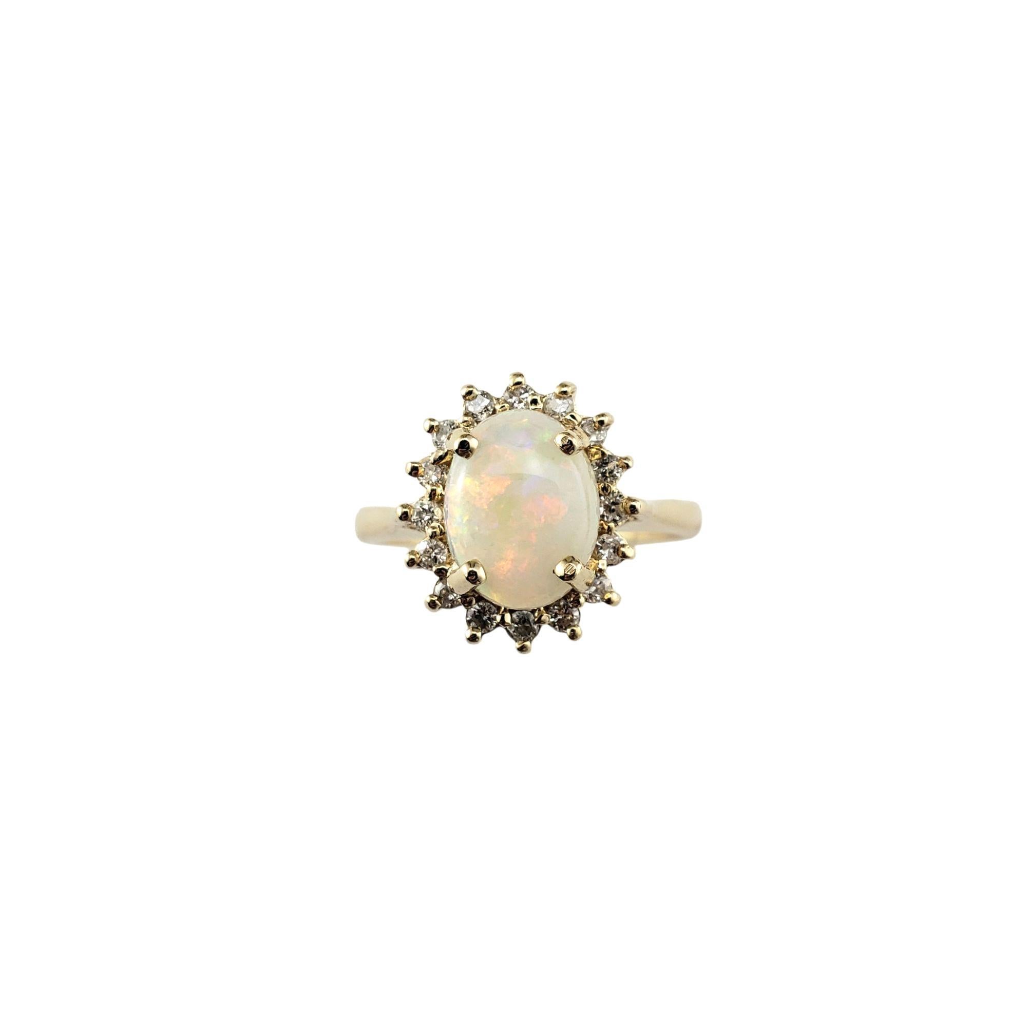 14 Karat Yellow Gold Opal and Diamond Halo Ring Size 5.25 #21456