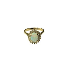 14 Karat Yellow Gold Opal and Diamond Halo Ring Size 5.5 #20937