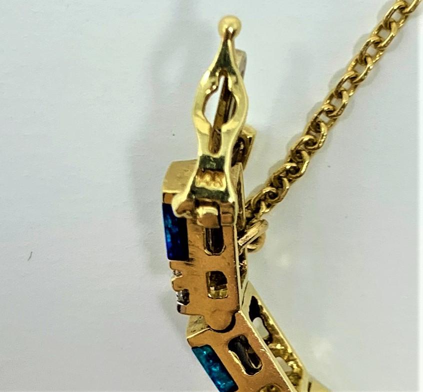 14 Karat Yellow Gold Opal and Diamond Ladies Tennis Bracelet 1