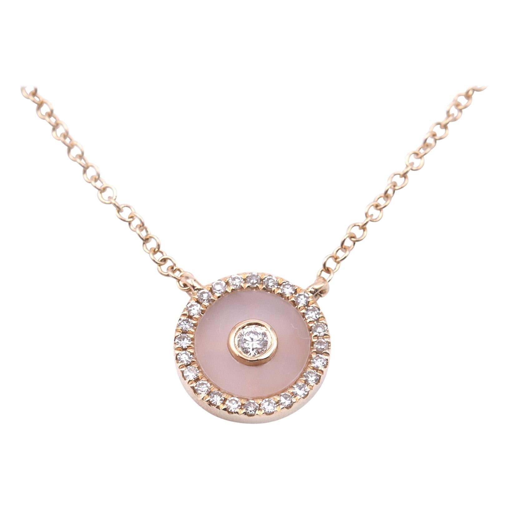 14 Karat Yellow Gold Opal and Diamond Necklace