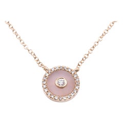 14 Karat Yellow Gold Opal and Diamond Necklace