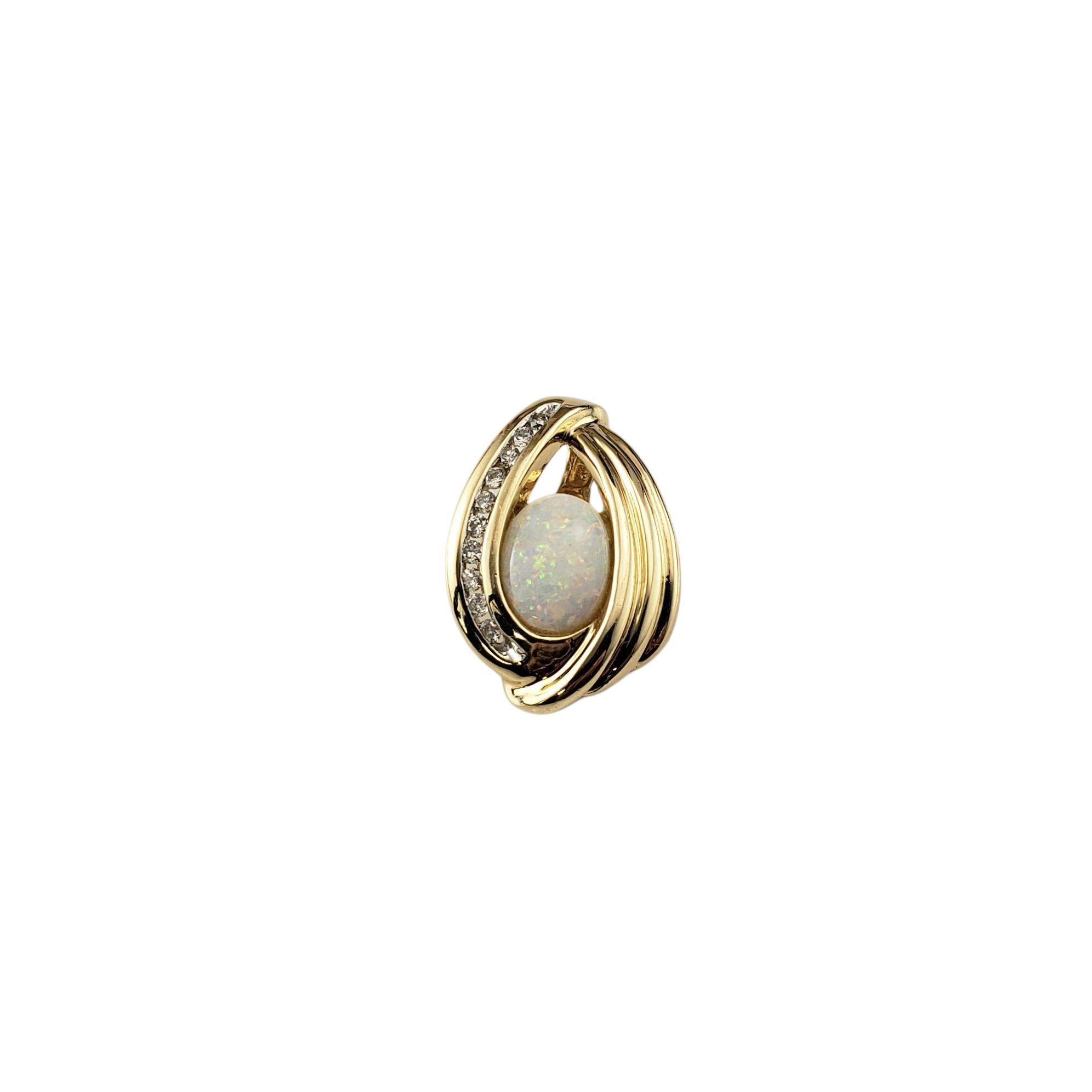 14 Karat Yellow Gold Opal and Diamond Pendant #21338