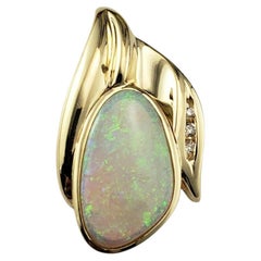 14 Karat Yellow Gold Opal and Diamond Pendant #21680