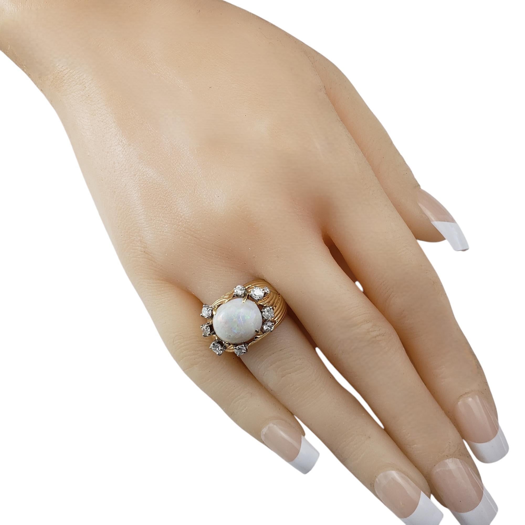 Bague en or jaune 14 carats avec opale et diamants taille 5,5 n°20515 en vente 1