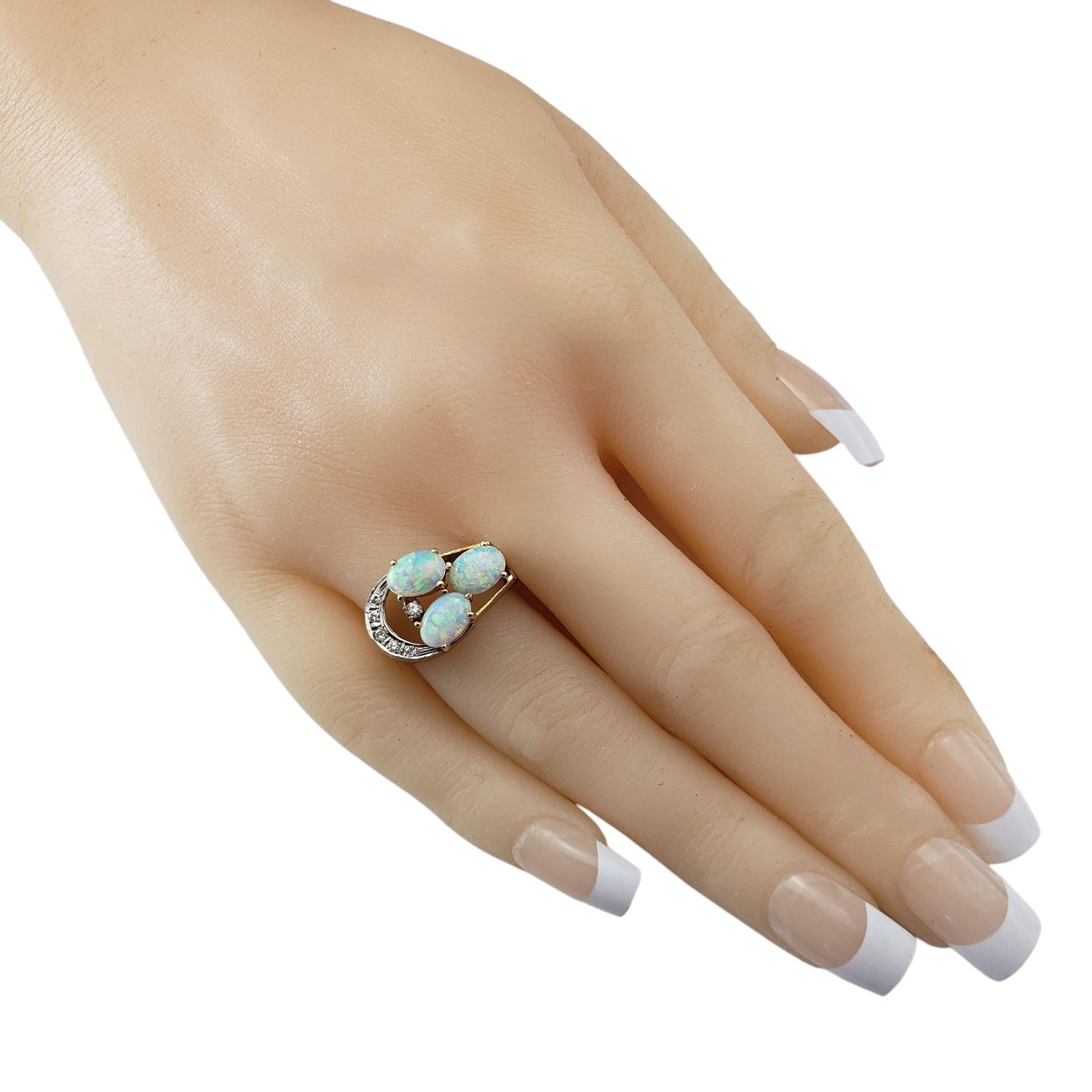 Bague en or jaune 14 carats avec opale et diamants taille 5,75 #21526 en vente 1