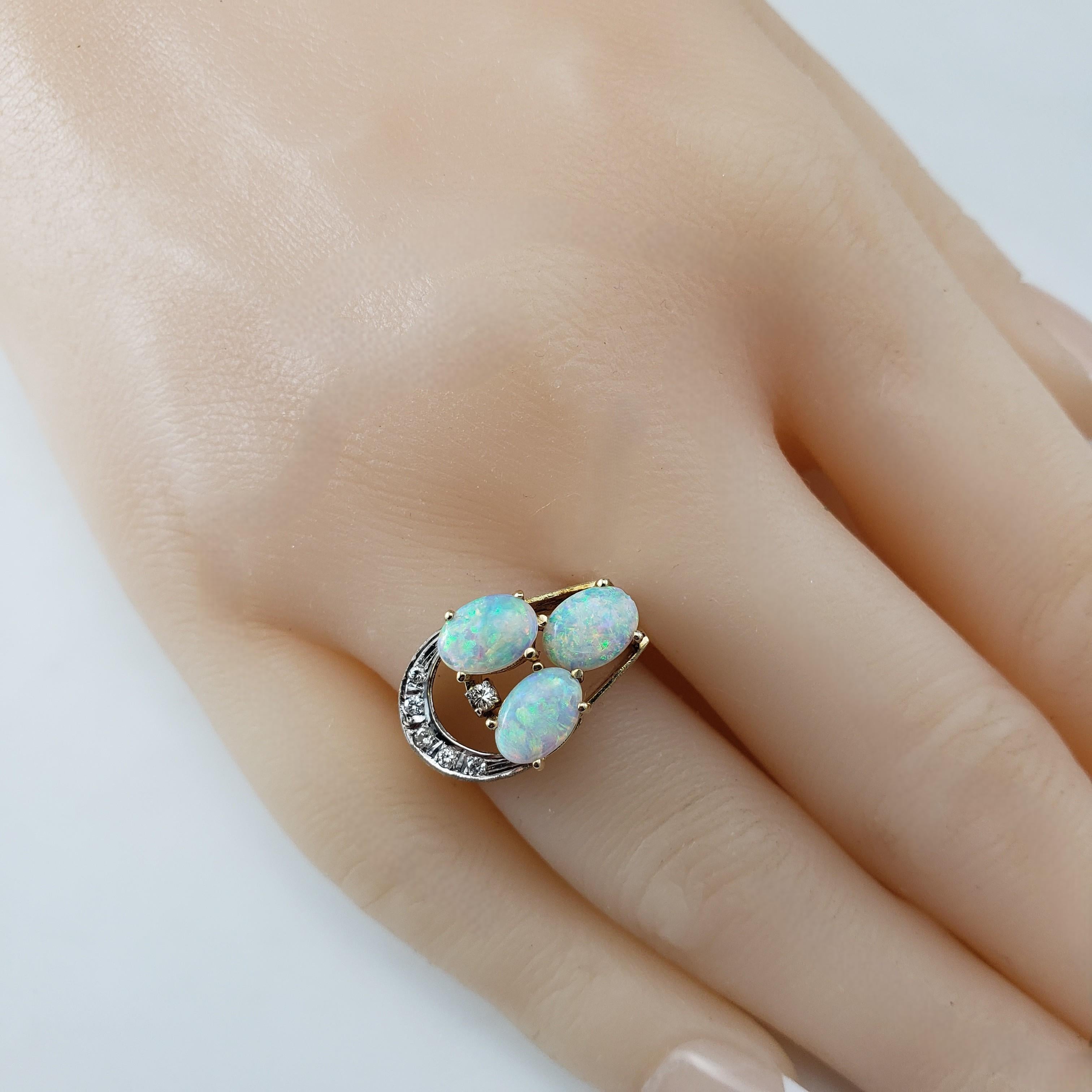 Bague en or jaune 14 carats avec opale et diamants taille 5,75 #21526 en vente 2