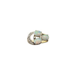 14 Karat Yellow Gold Opal and Diamond Ring Size 5.75 #21526
