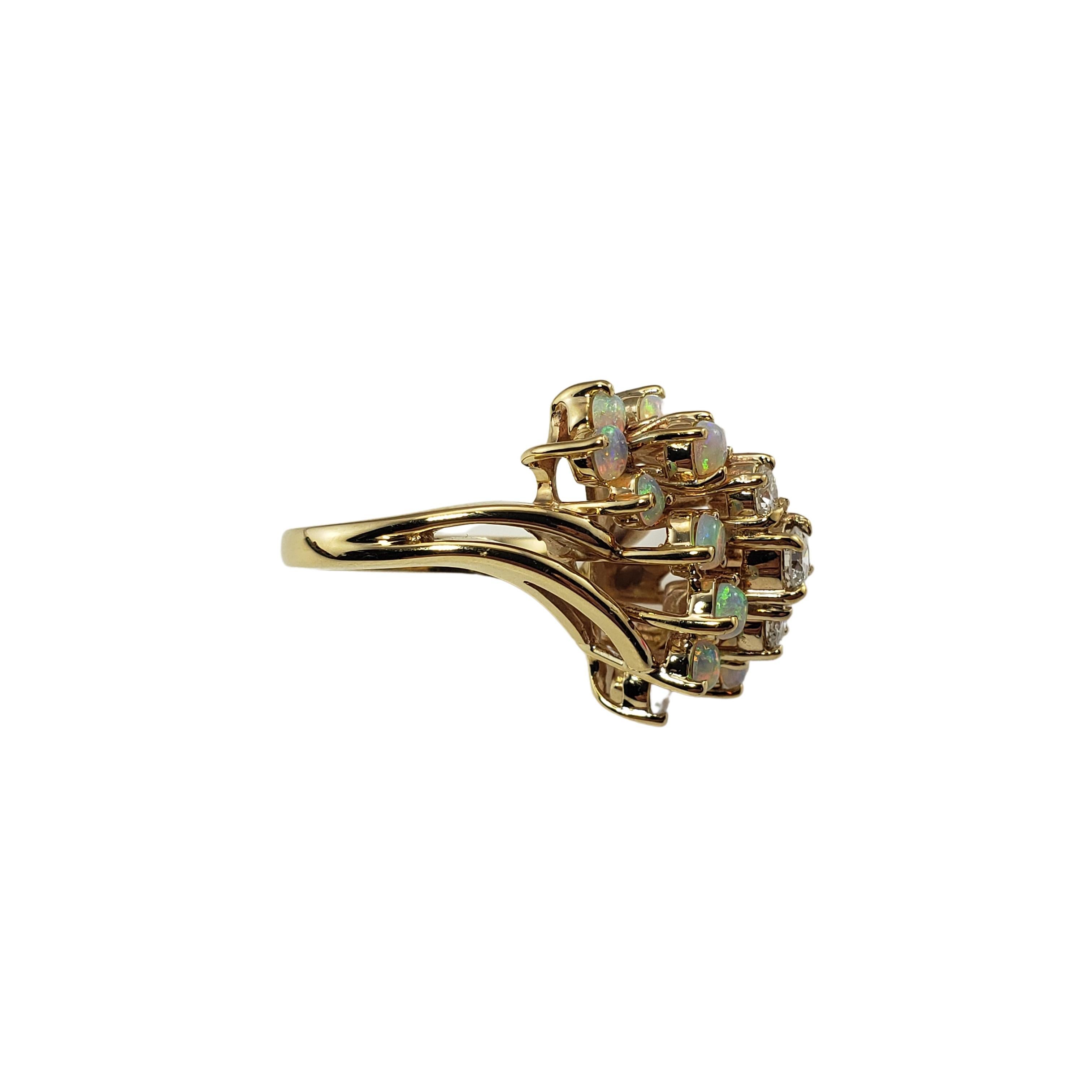 Brilliant Cut 14 Karat Yellow Gold Opal and Diamond Ring For Sale