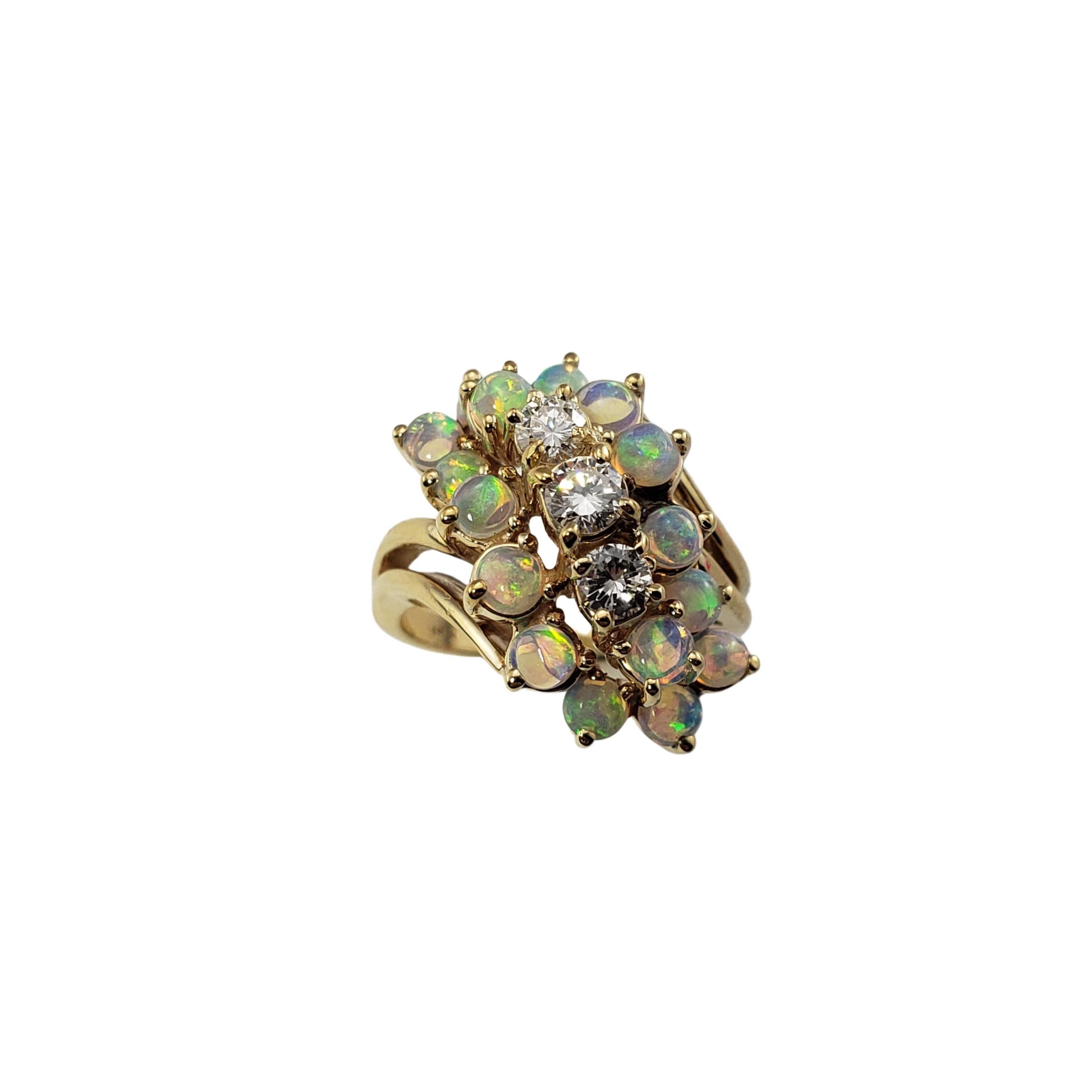 Women's 14 Karat Yellow Gold Opal and Diamond Ring For Sale
