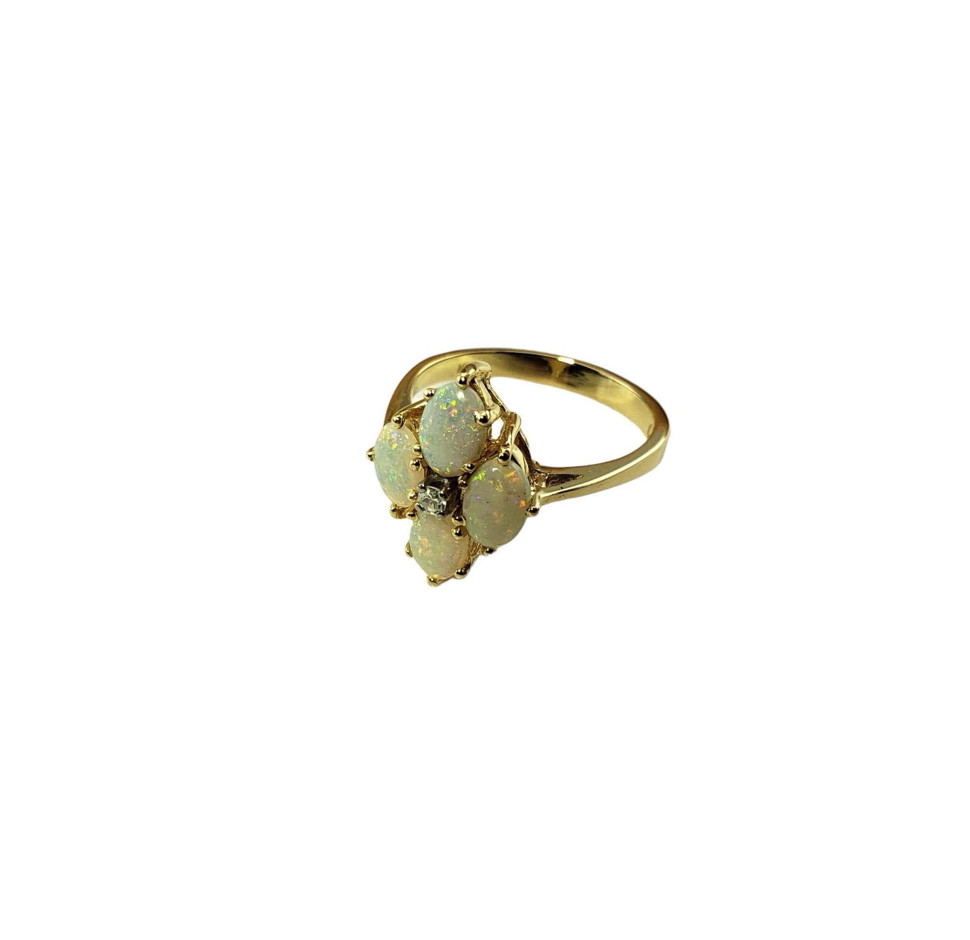 Women's 14 Karat Yellow Gold Opal and Diamond Ring Size 6.75 #15965 For Sale