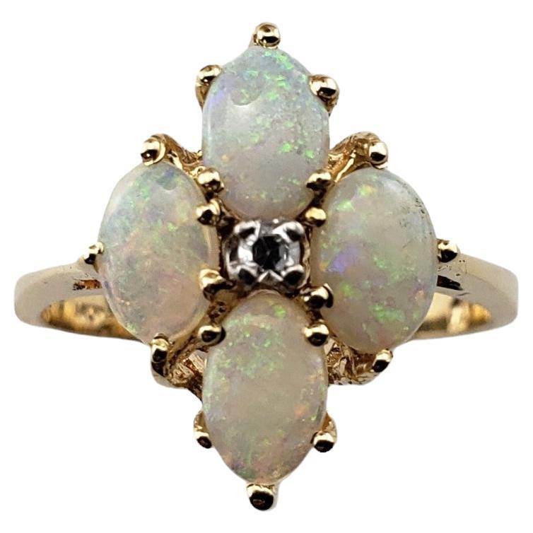 Anillo de oro amarillo de 14 quilates con ópalo y diamantes talla 6.75 #15965