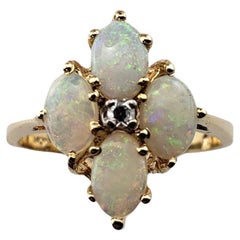 Bague en or jaune 14 carats avec opale et diamants taille 6,75 n° 15965