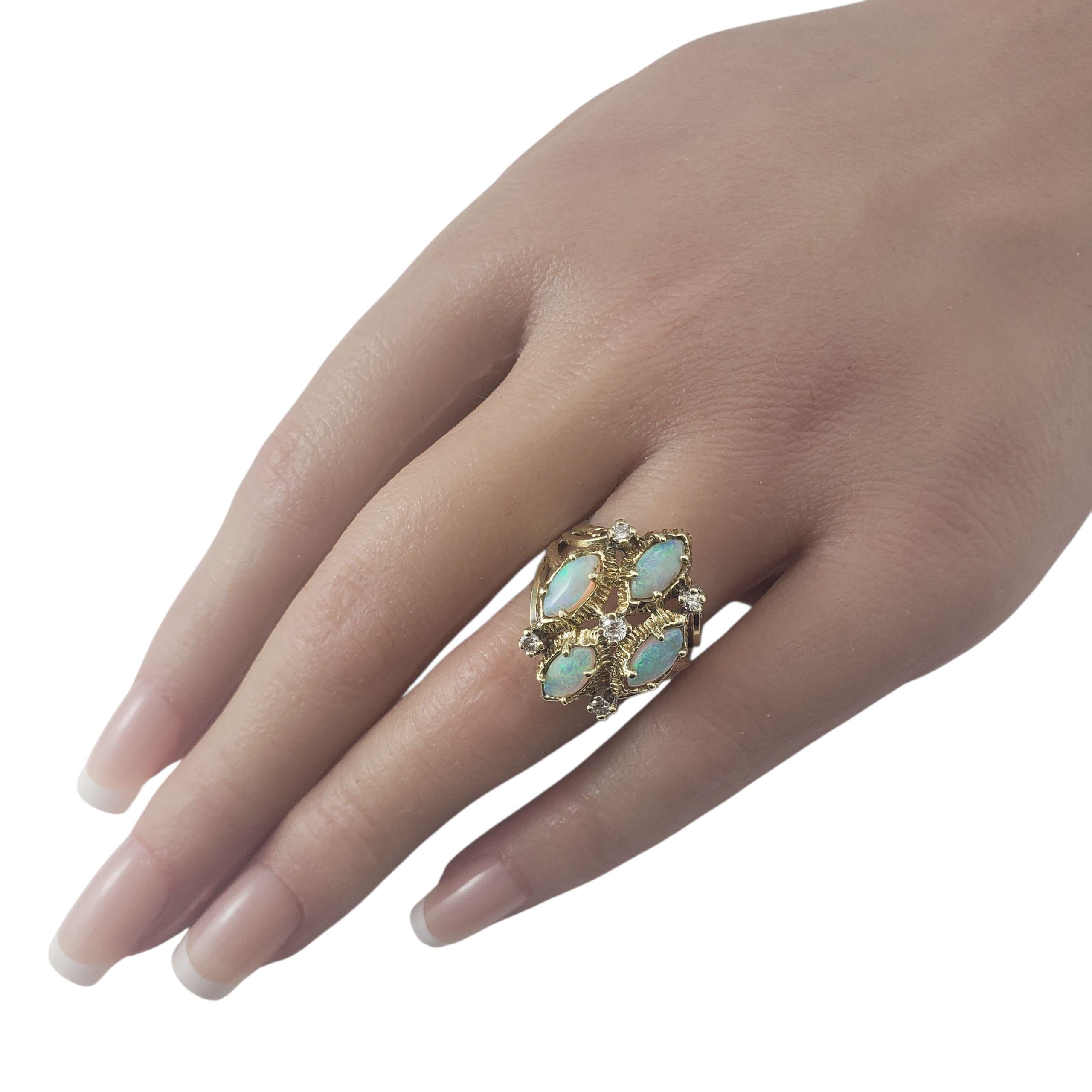 Anillo de oro amarillo de 14 quilates con ópalo y diamantes talla 7 #22564 en venta 1