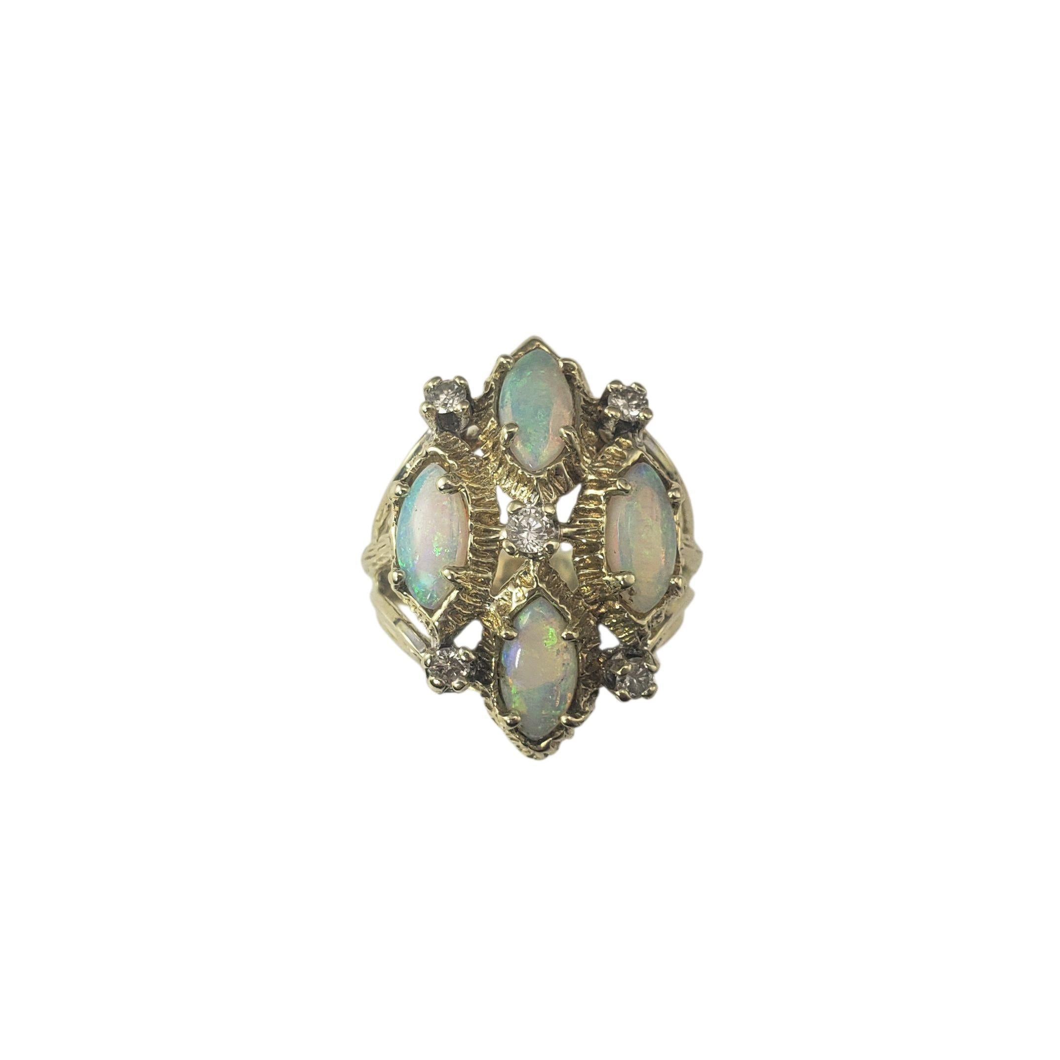 Anillo de oro amarillo de 14 quilates con ópalo y diamantes talla 7 #22564 en venta