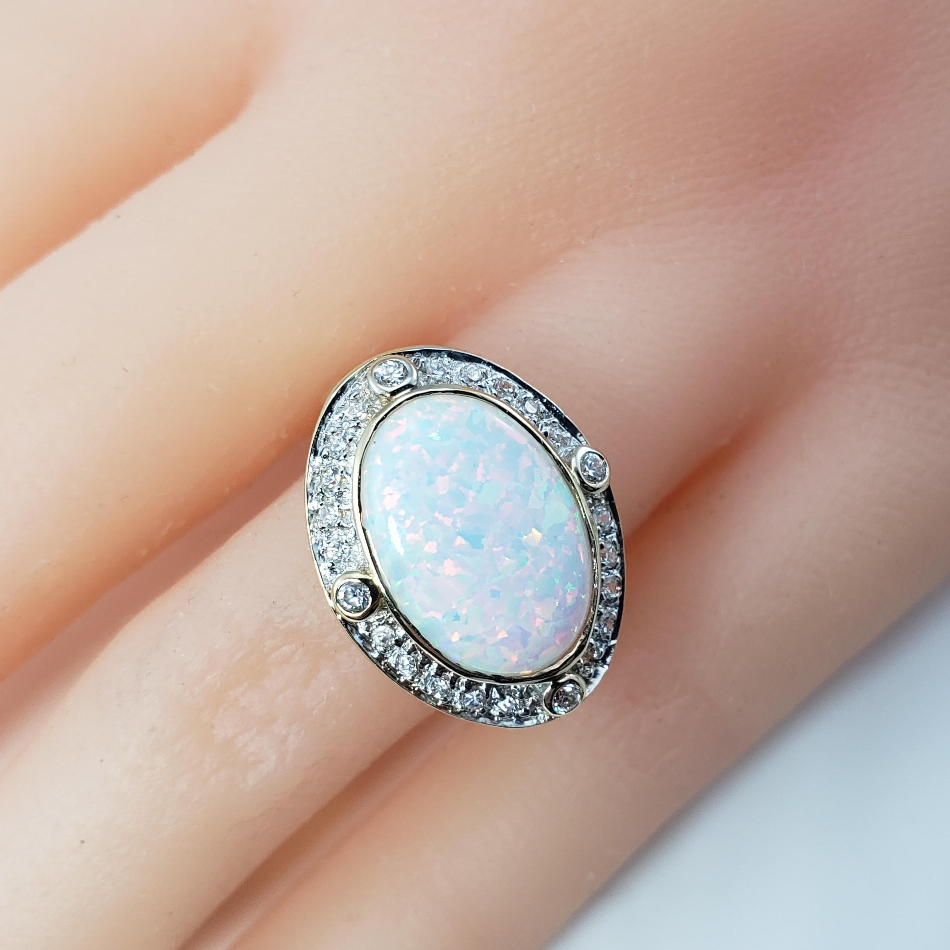 14 Karat Yellow Gold Opal and Diamond Ring For Sale 1