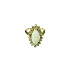 14 Karat Yellow Gold Opal and Diamond Ring Size 7.75 #20723