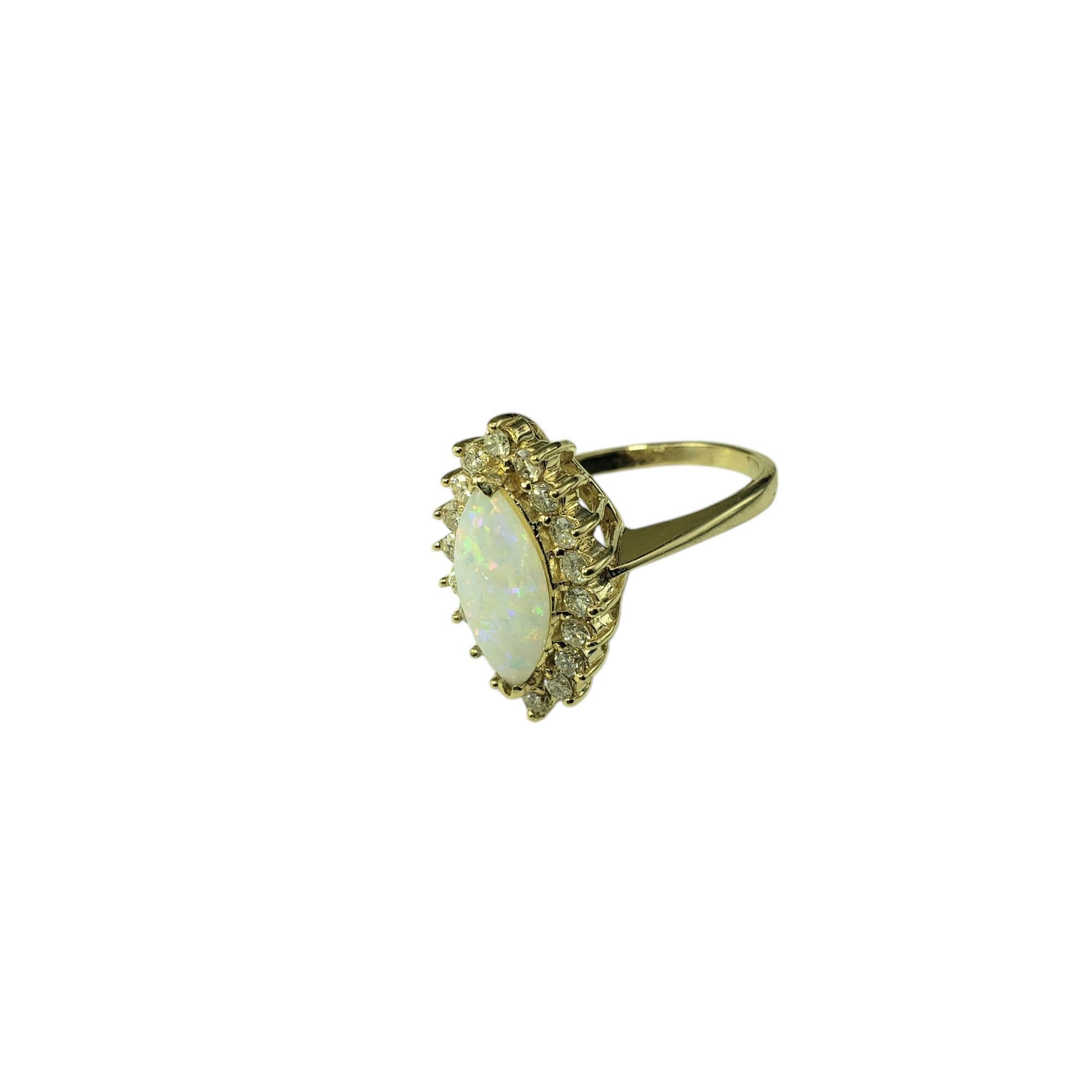 Contemporary 14 Karat Yellow Gold Opal and Diamond Ring Size 7.75 #20723 For Sale