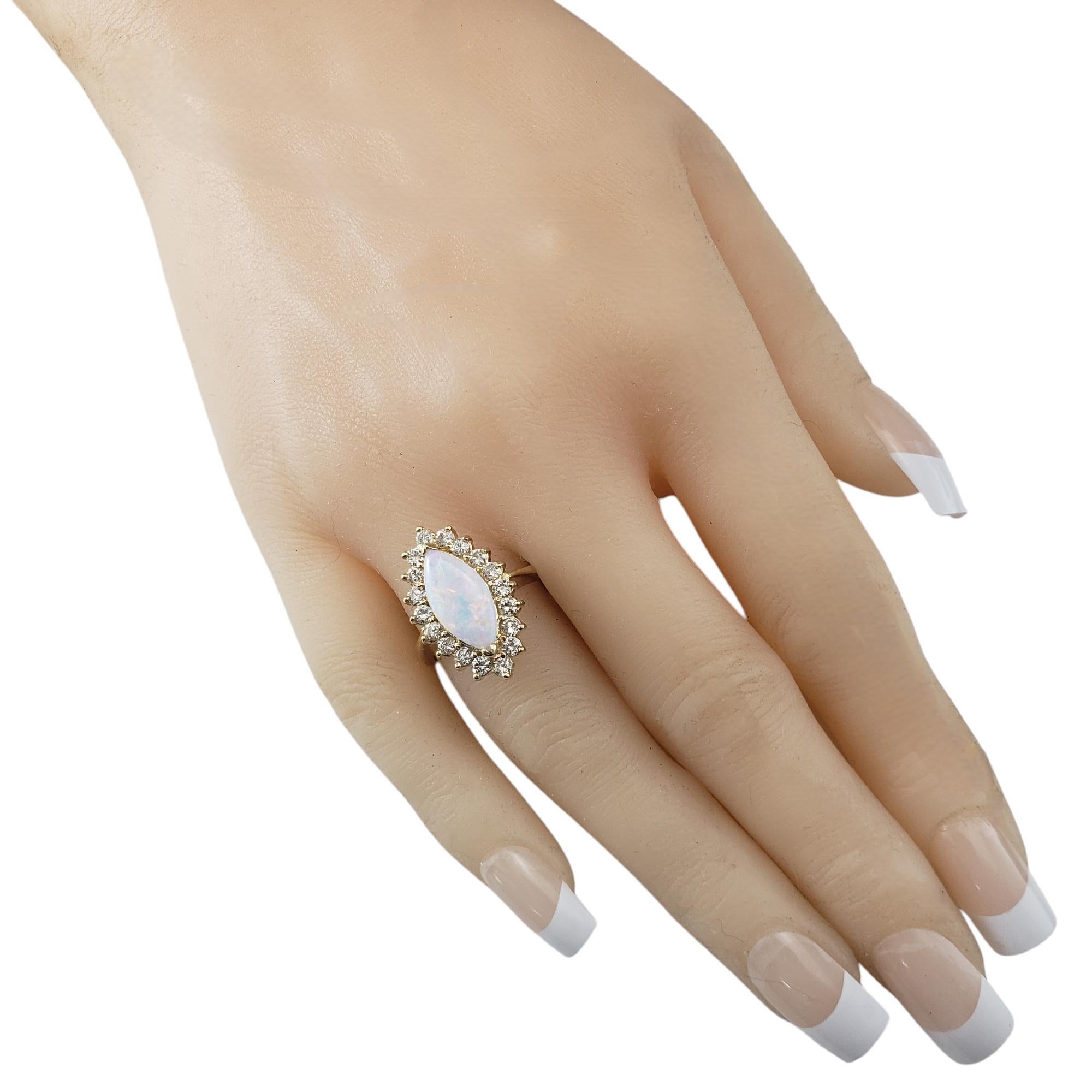 14 Karat Yellow Gold Opal and Diamond Ring Size 7.75 #20723 In Good Condition For Sale In Washington Depot, CT