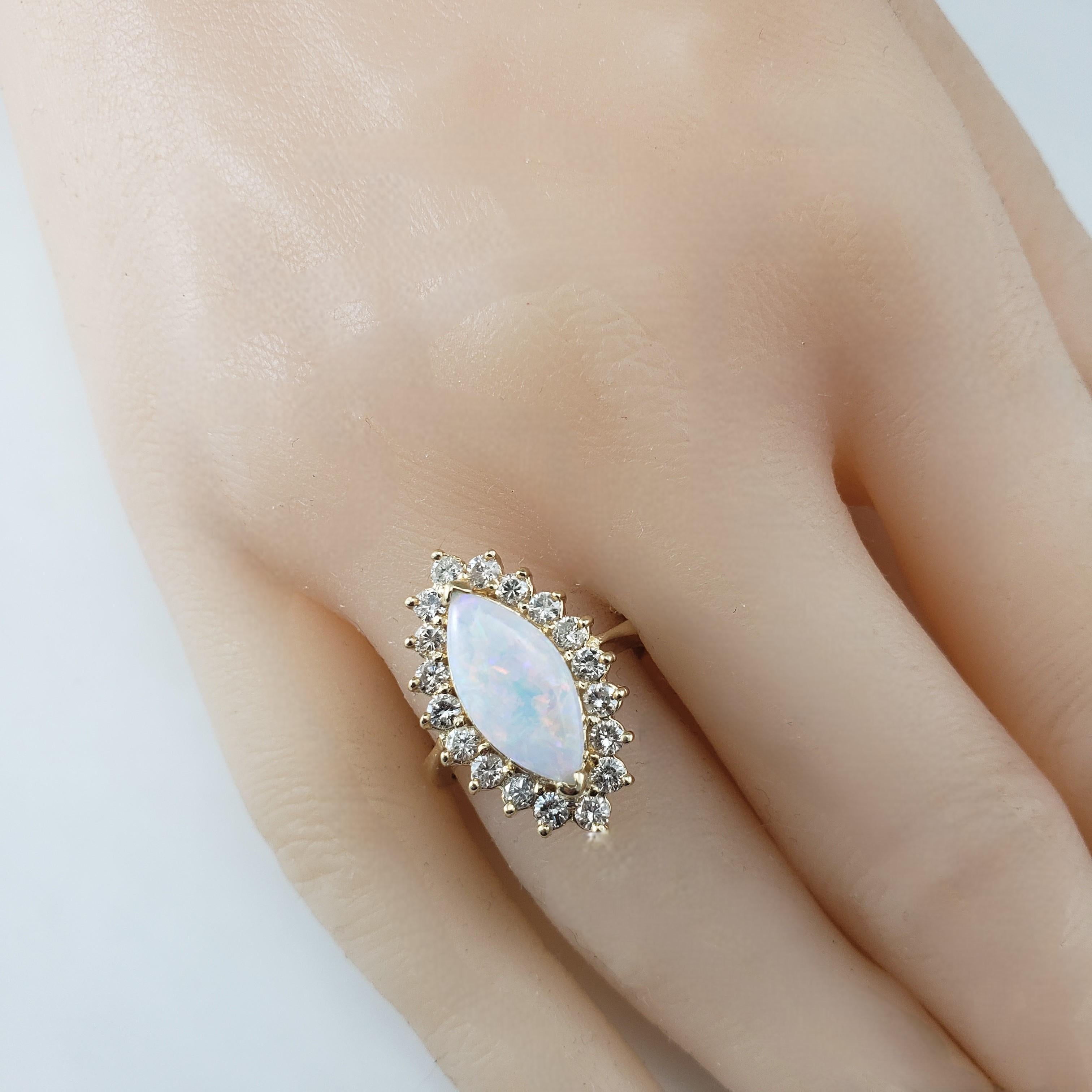 Women's 14 Karat Yellow Gold Opal and Diamond Ring Size 7.75 #20723 For Sale