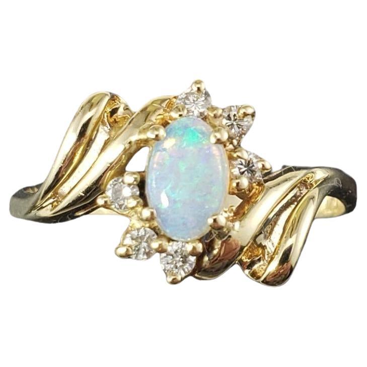 14 Karat Yellow Gold Opal and Diamond Ring Size 8.25 #16352 For Sale
