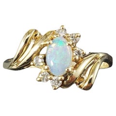 14 Karat Yellow Gold Opal and Diamond Ring Size 8.25 #16352