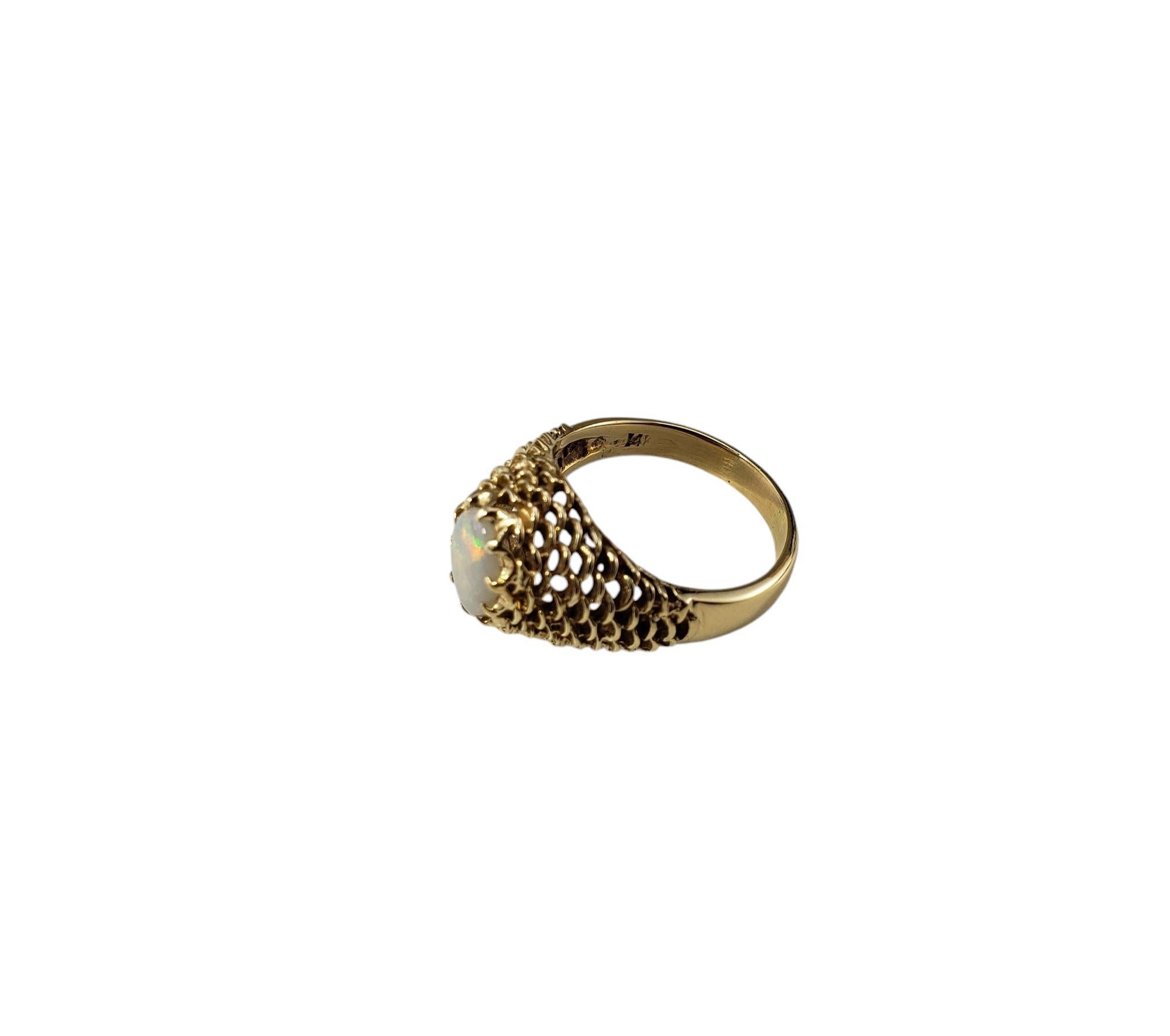 Round Cut 14 Karat Yellow Gold Opal Beehive Ring Size 6.25  #19054 For Sale